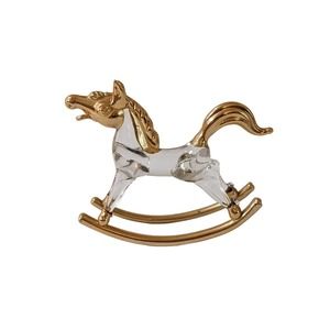 Vintage‎ Crystal & Gold Rocking Horse Small Figurine